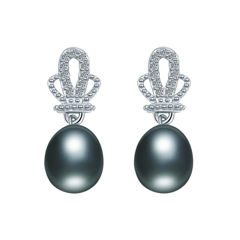 Dainashi 925 Sterling Silver Zircon Crown Fashion Drop Earrings 100% Genuine Natural Freshwater Pearl for Women | Украшения и