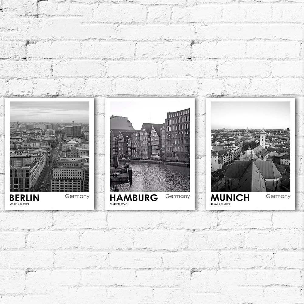 Берлин Мюнхен и Гамбург немецкие городские фотографии путешествий черно-белый