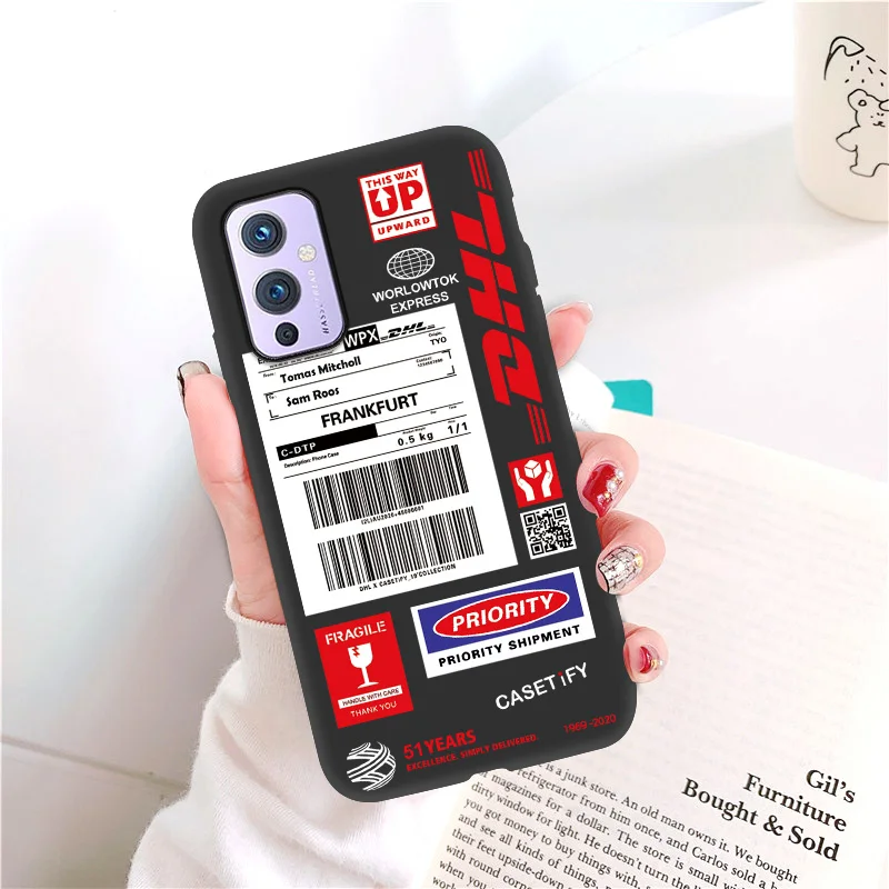 dhl label case for oneplus nord n100 9 8 7 7t pro 6 6t 8t phone case back cover for oneplus nord n10 8 9 pro funda soft silicone free global shipping