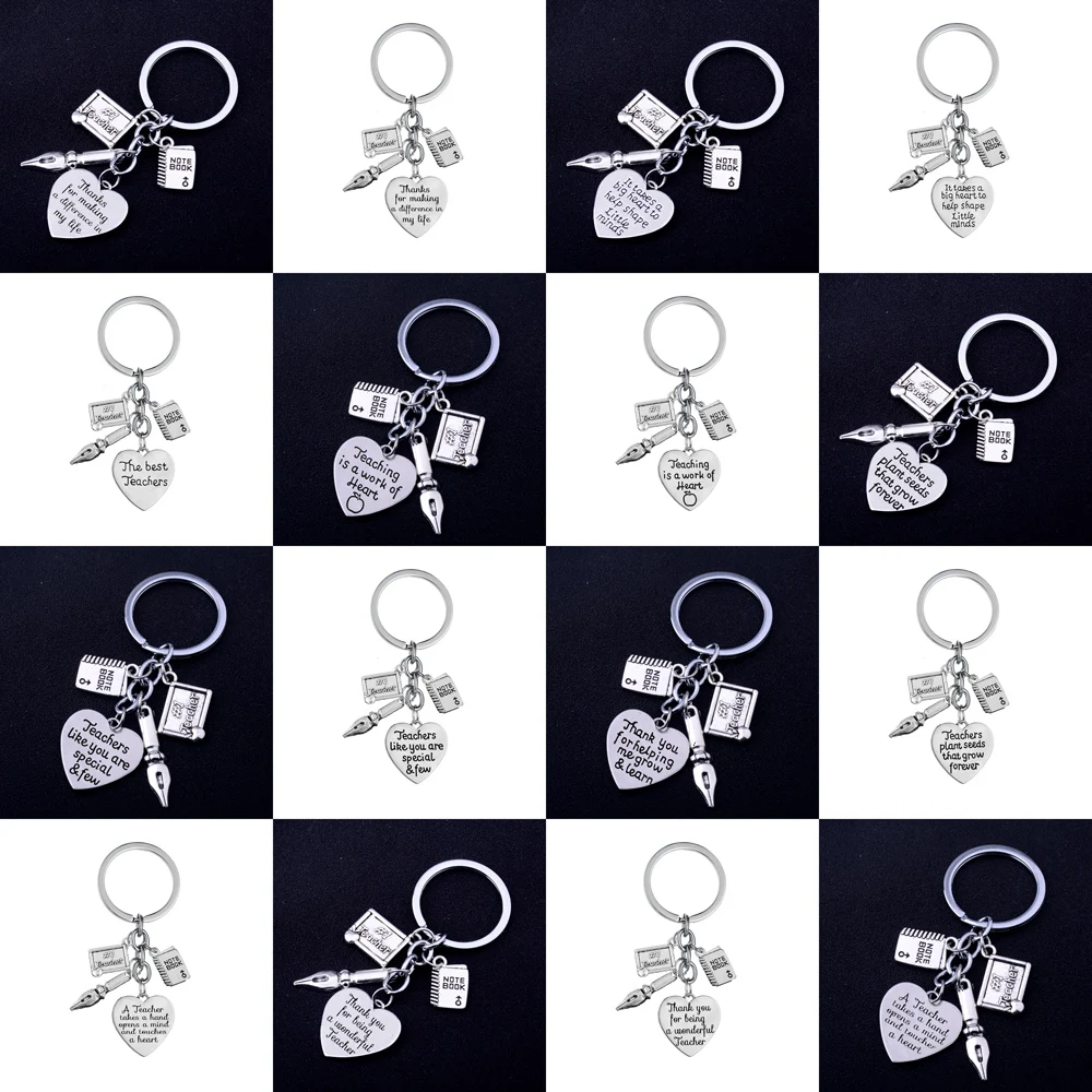 Выгравированные Слова Сердце ручка тетрадь учителя #1 Шарм кулон брелки для