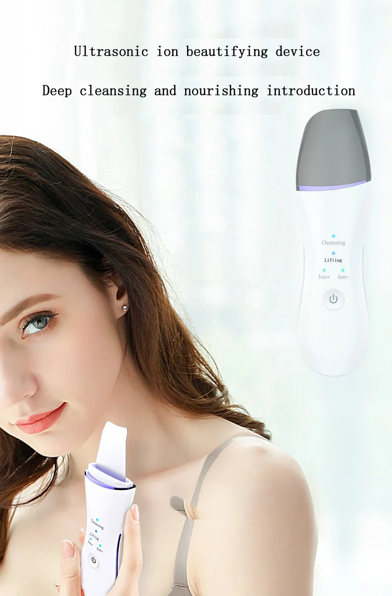 

Ultrasonic Deep Cleaning Skin Scrubber Ion Peeling Shovel Facial Pore Cleaner Remover Blackhead Acne Face Lifting
