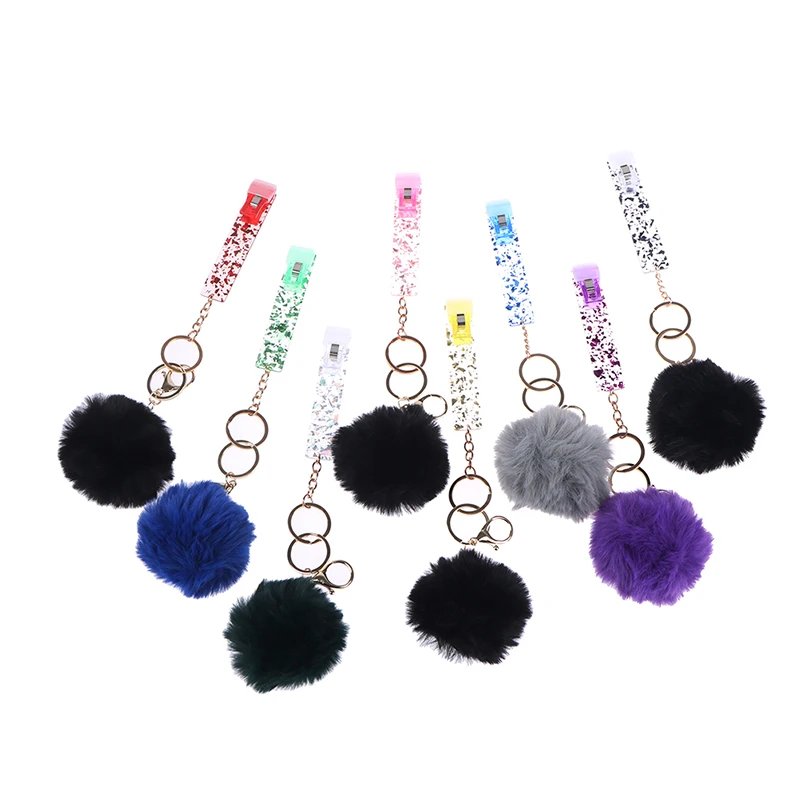 Women Contactless Card Picker Keychain Grabber No Contact Hairball Pendant Resin Key Ring Charm Holder Bag Car Accessories | Украшения и