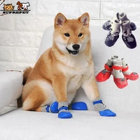 suprepet 4pcsset pet dog socks with dog shoes rubber cotton pet dog socks dog shoes waterproof non slip dogs shoes outdoor