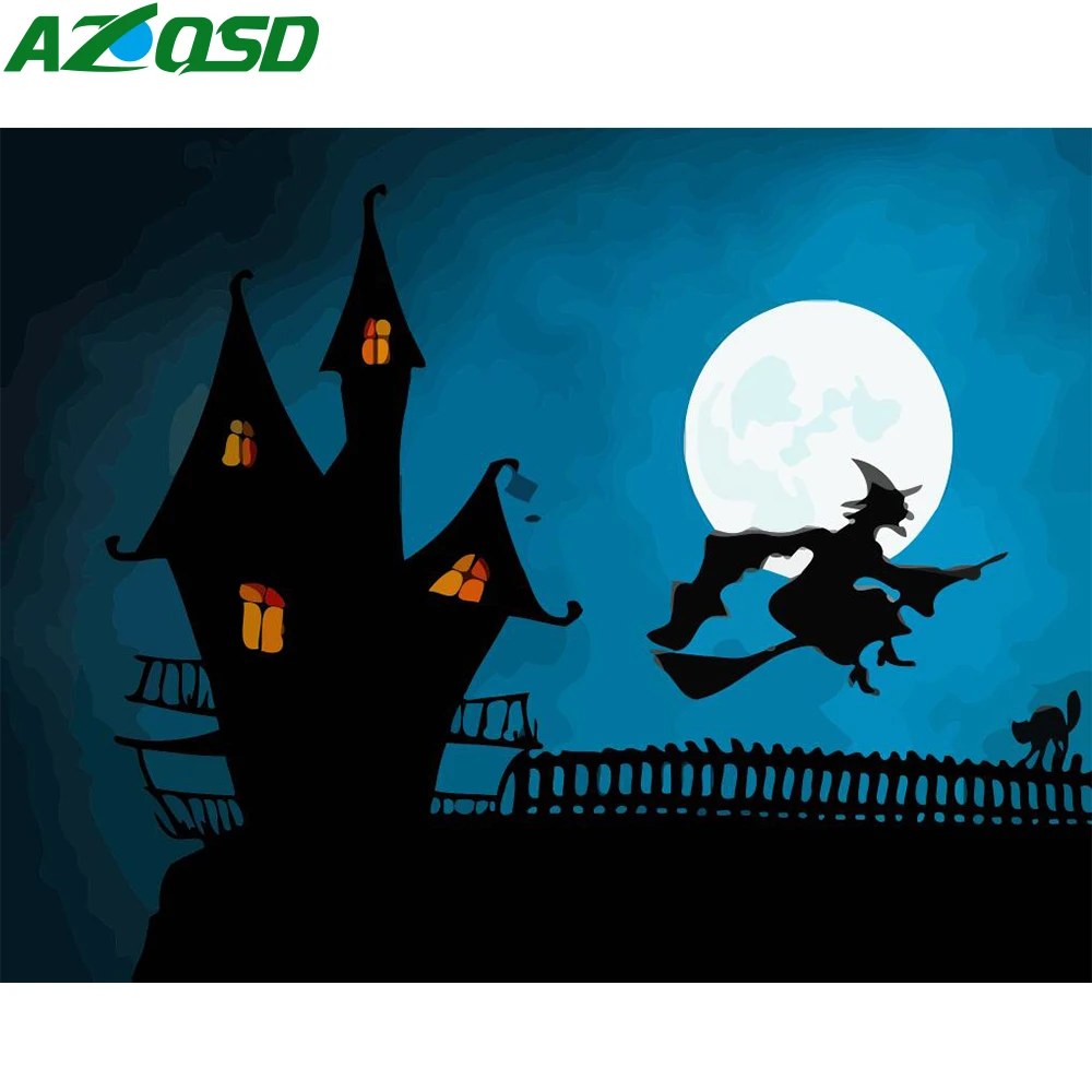 AZQSD взрослые краски по номерам мультфильм DIY ручной работы без рамки акриловые краски Раскраска по номерам на холсте подарок на Хэллоуин