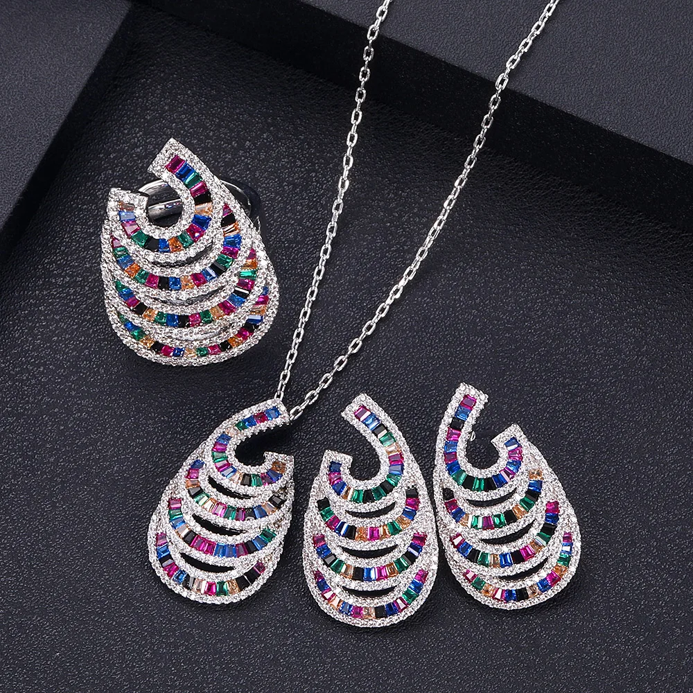 Jankelly роскошные круглые браслеты кольца наборы модные Дубай серебряные Свадебные