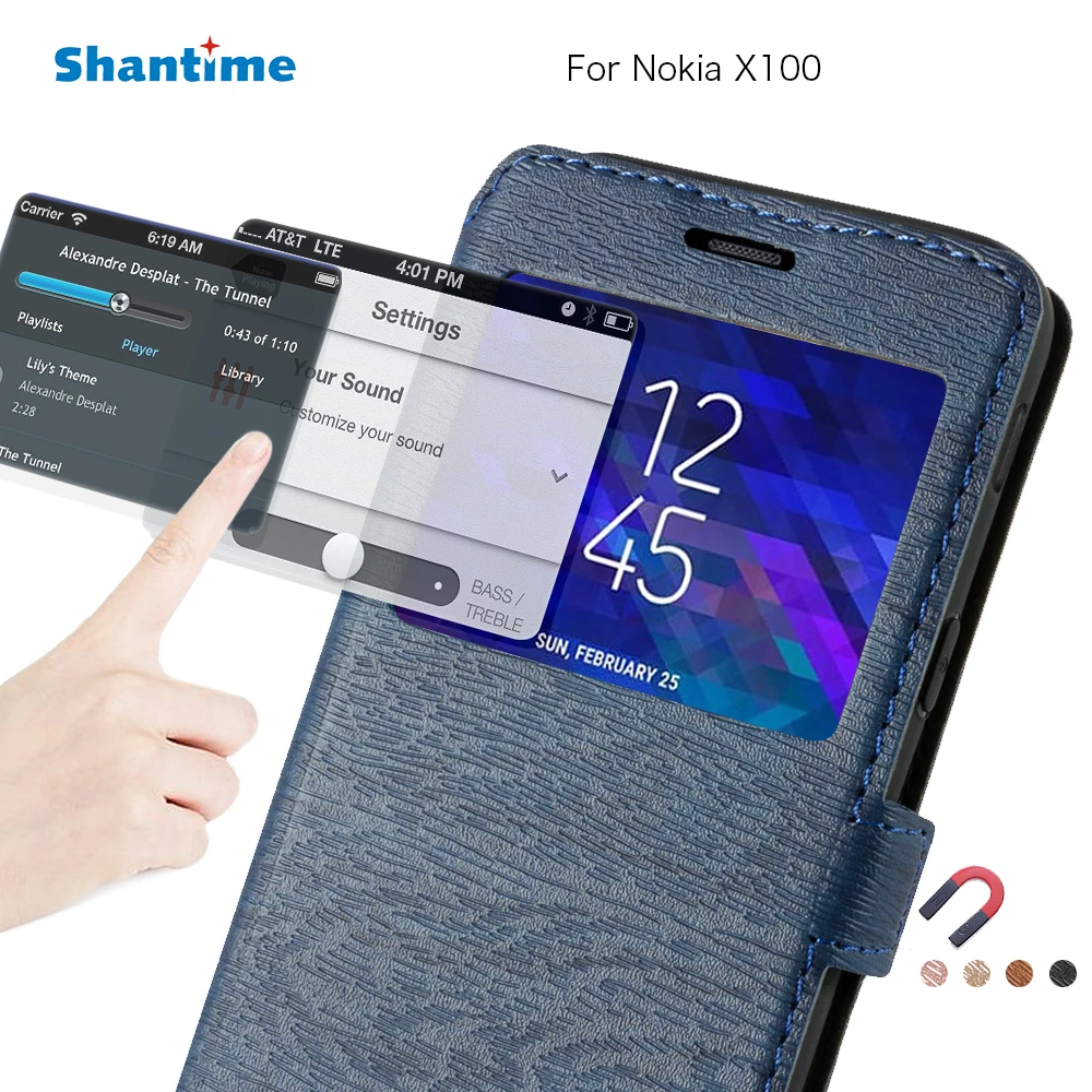 

PU Leather Phone Case For Nokia X100 Flip Case For Nokia X100 View Window Book Case Soft TPU Silicone Back Cover