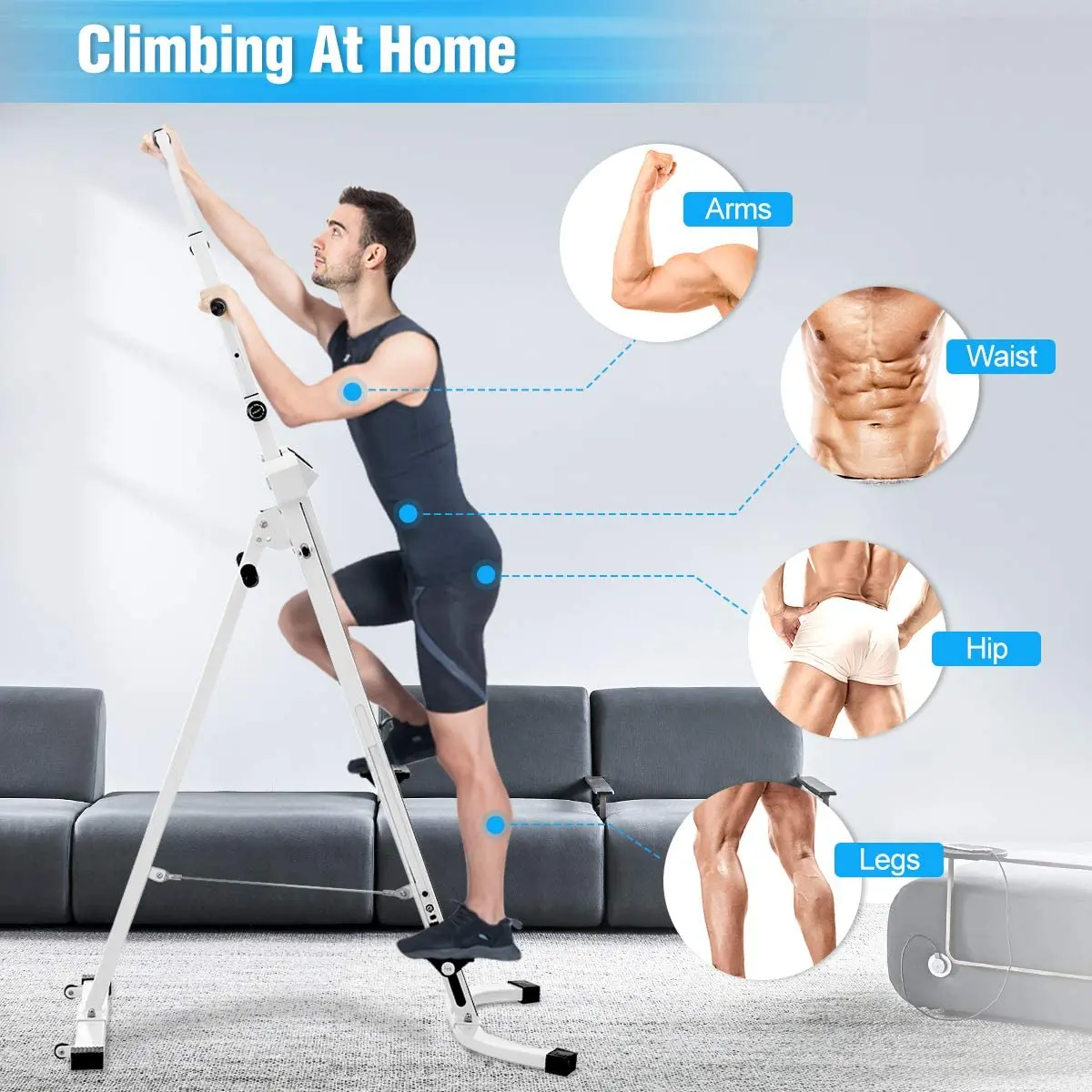 

220 lbs Indoor Climbing Machine Stepper Exercise Machine Vertical Climb Stair Exercise Fitness Leg Arm Waist-Hip Walking Machine