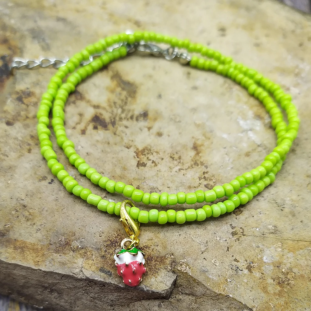 Женское Ожерелье из бисера простое короткое колье-чокер с подвеской в виде ягод