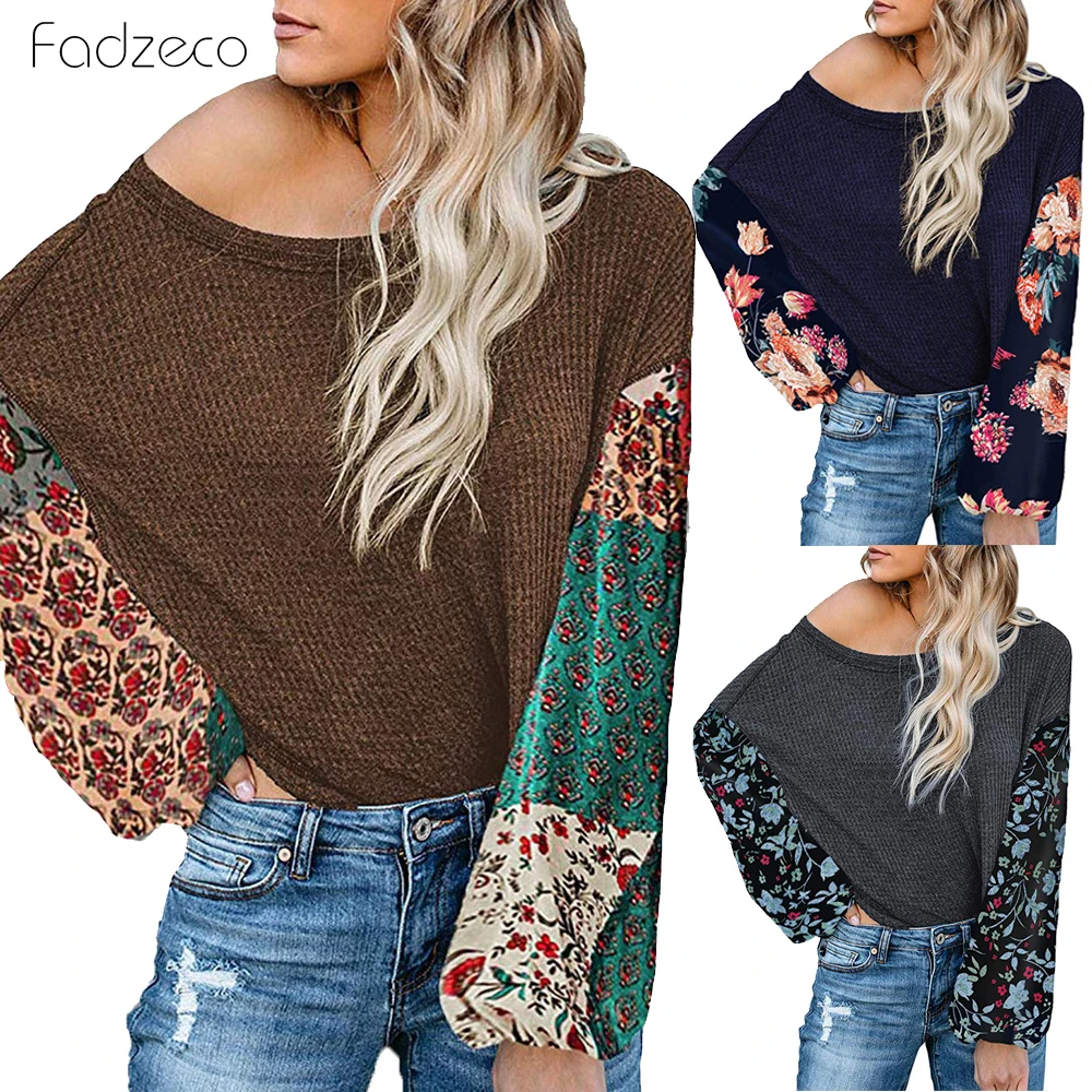 FADZECO Осень Зима Новая женская одежда круглый воротник длинный рукав Топ