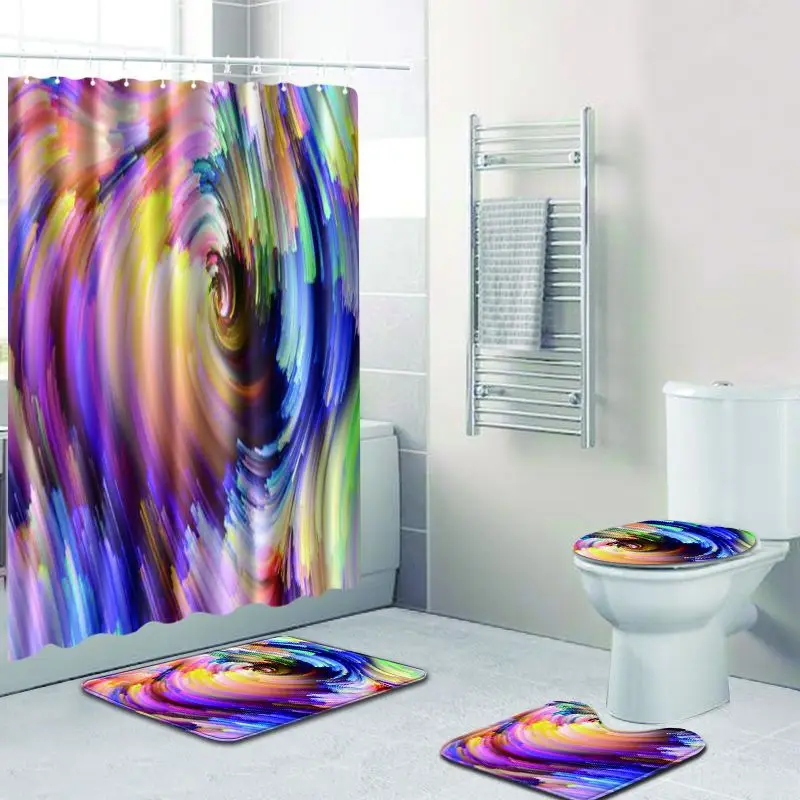 

Zeegle Shower Curtain and Bath Mat Set Absorbent Toilet Pedestal Rug Flannel Soft Foot Mat Non Slip Bathroom Doormat Toilet Set