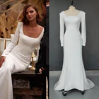 Минималистичное длинное свадебное микро-платье с квадратным вырезом