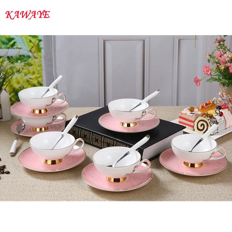 1 Набор Красивая Небесно голубая керамическая кофейная чашка из костяного