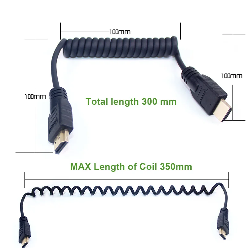 Lanparte высокоскоростной полный HDMI 2,0 спиральный кабель для 4K 60P 8 бит для BMPCC 6K 4K для Panasonic S1 камера аксессуары для Atomos