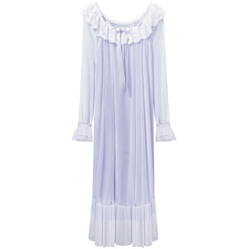 

Modal nightdress women's spring long sleeve palace Princess long dress sweet home clothes loose size long pajamas autumn