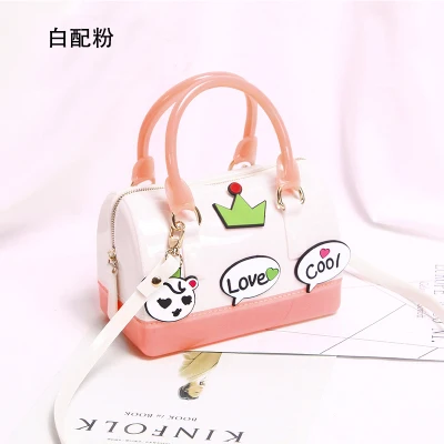 White Pink Flower Новинка, силиконовая летняя милая сумка для конфет, желе, Женская Повседневная Сумка-тоут, женская сумка через плечо, пляжные сумки, сумка для девушек - Цвет: White Pink Flower