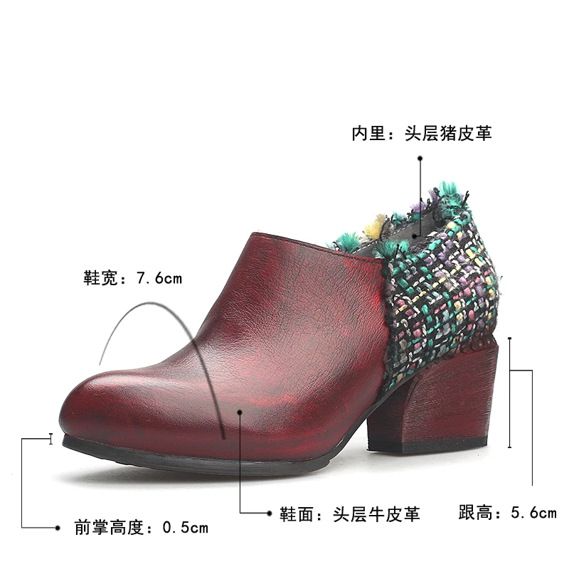 Xiangban/Женская обувь с острым носком на каблуке; коллекция года; Осенняя женская обувь на толстом каблуке; большие размеры; натуральная кожа; размеры 34-42