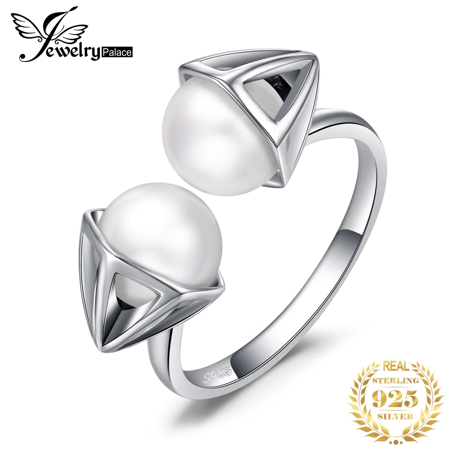 Jewelrypalace 0.4ct двойное круглое культивированное жемчужное Открытое кольцо 925 пробы