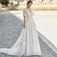smileven boho wedding dress sexy v neck robe de mariee lace bridal dresses vintage lace country wedding gowns