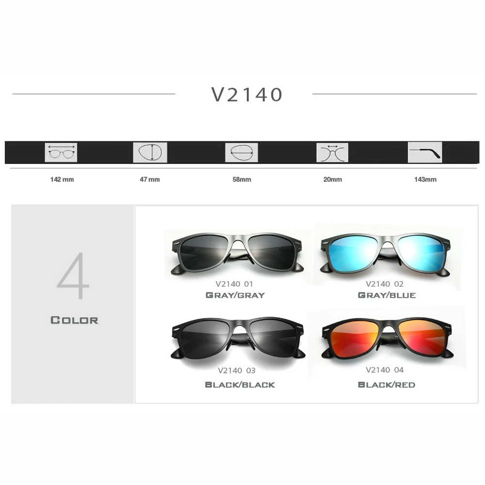 Мужские солнцезащитные очки VEITHDIA из алюминиево магниевого сплава с