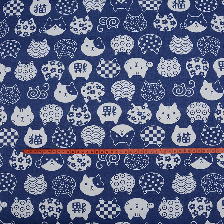 Japanese Style Cat Kitty Print Handmade Patchwork Cotton Canvas Fabric Sewing Bag Pillow Diy Tablecloth Curtain Sofa 91cm*145cm | Дом и сад