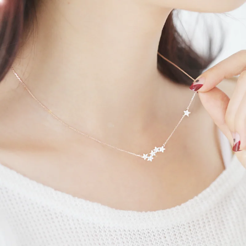 925 стерлингового серебра элегантное блестящее циркониевое ожерелье чокер со