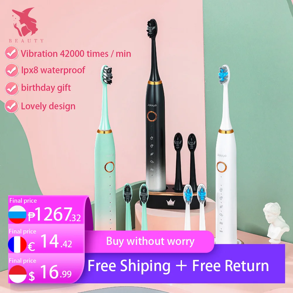 

Sonic Electric Toothbrush Adult Timer Brush 5 Modes USB Charger Rechargeable Smart Sonic Tooth Brushes Heads Set as Gift