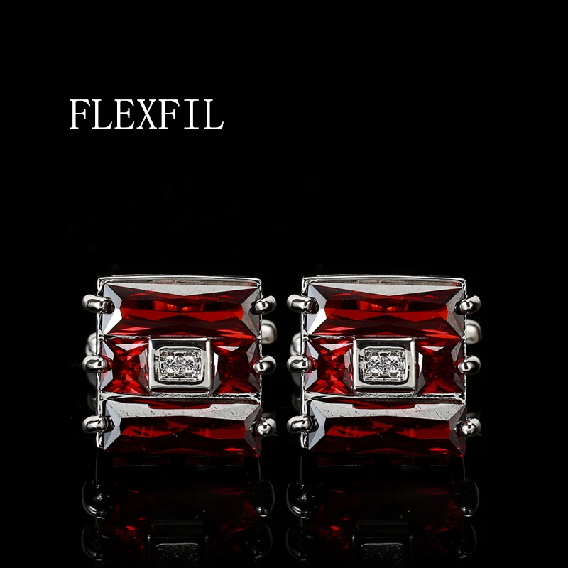 FLEXFIL Luxury shirt cufflinks for men's Brand cuff buttons cuff links gemelos High Quality crystal wedding abotoaduras Jewelry