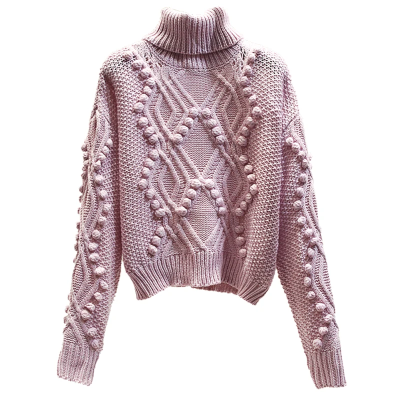 

Autumn Winter Sweater Women Turtleneck Warm Sweater Hair Ball Knitwear Coat Loose Sweaters Jumper Femme Pullover