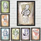 Игровой постер Fallout 3 4, игровой постер из сериала Fallout, вдохновляющая живопись, настенное художественное украшение, кавайное украшение комнаты, Холщовый постер
