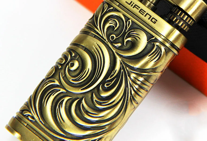 Зажигалка для сигарет Jifeng винтажная серебряная медная шлифовальный круг