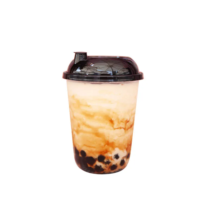 

50pcs Net red flamingo clear plastic cups U shape creative bubble tea cup drinking coffee cup disposable cups with lids 500ml