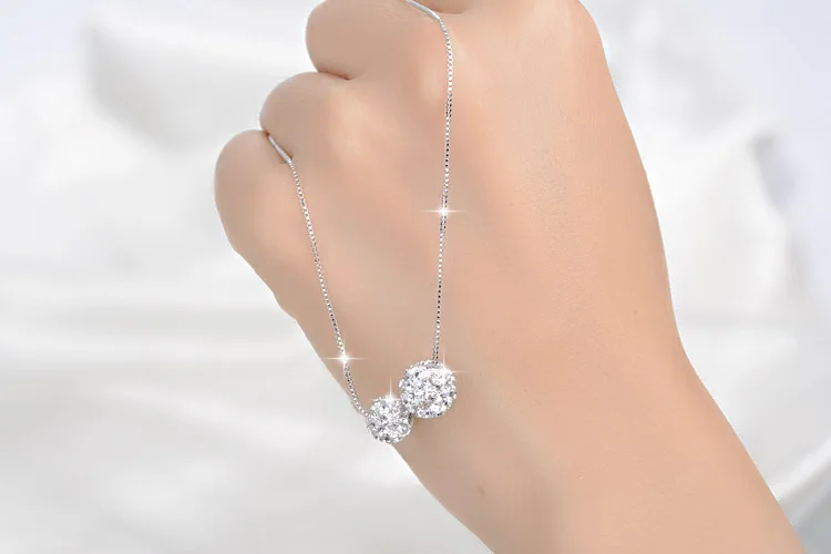 Женское ожерелье из серебра 925 пробы с двумя шариками 8 мм и 10 | Украшения