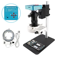 newest small base monocular microscope 130x c lens hdmi vga 1080p 38mp industrial microscopes camera set for repair pcb phone