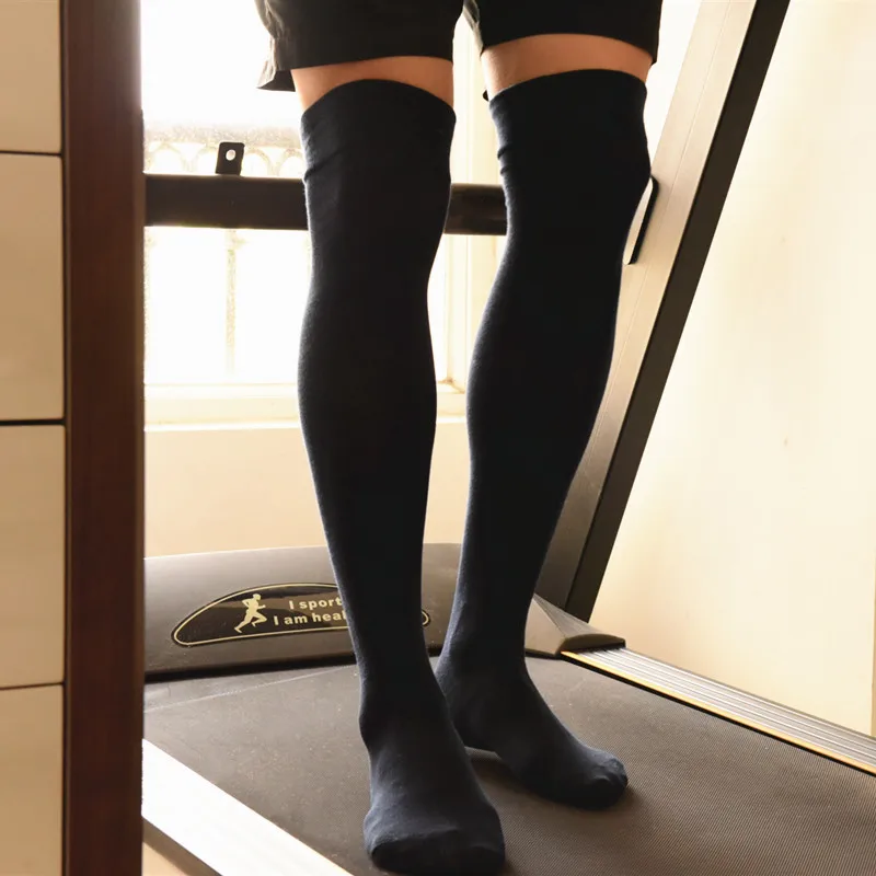 Мужские зимние теплые однотонные хлопковые носки с длинными штанинами|Мужские