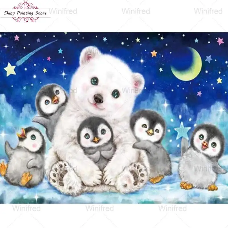 

Diamond Painting 5D DIY Cartoon Cute Animal Penguin Polar Bear Diamond Embroidery Full Square Round Drill Cross Stitch Kit Decor