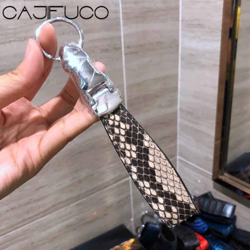 Брелок для автомобильных ключей CAJIFUCO из настоящей кожи питона брелок змеиной |
