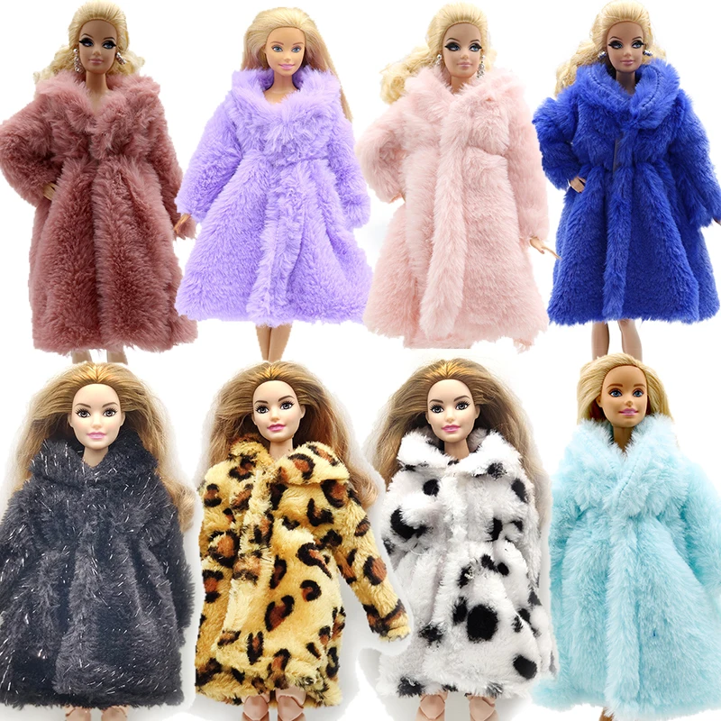 

Simulation 29cm Doll Clothes Woolen Fur Coat for Barbie Doll Accessories Handmade Dress Girls Toys for Children 1/6 Dolls Wear