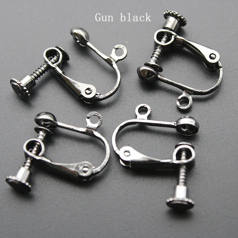 gun black 20 шт./лот, медный материал, зажим для ушей, сделай сам, ручная работа, серьги, фурнитура для ювелирных изделий, запчасти, Z1056 - Цвет: gun black