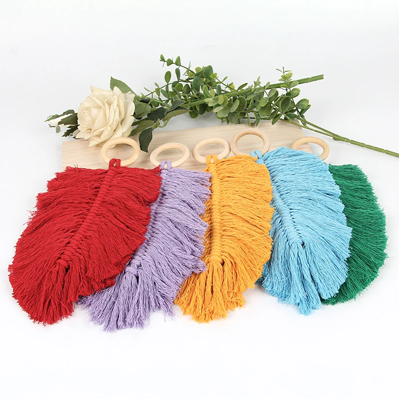Macrame Leaf Wall Hanging Boho Home Decor Feather Fringed Tapestry Mandala Wedding Hanger Headboard Mexican Decoration | Дом и сад