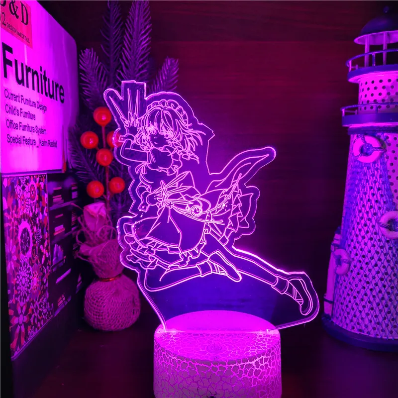 Аниме 3d лампа Touhou Project Sakuya Izayoi светодиодный ночсветильник для девочек и детей