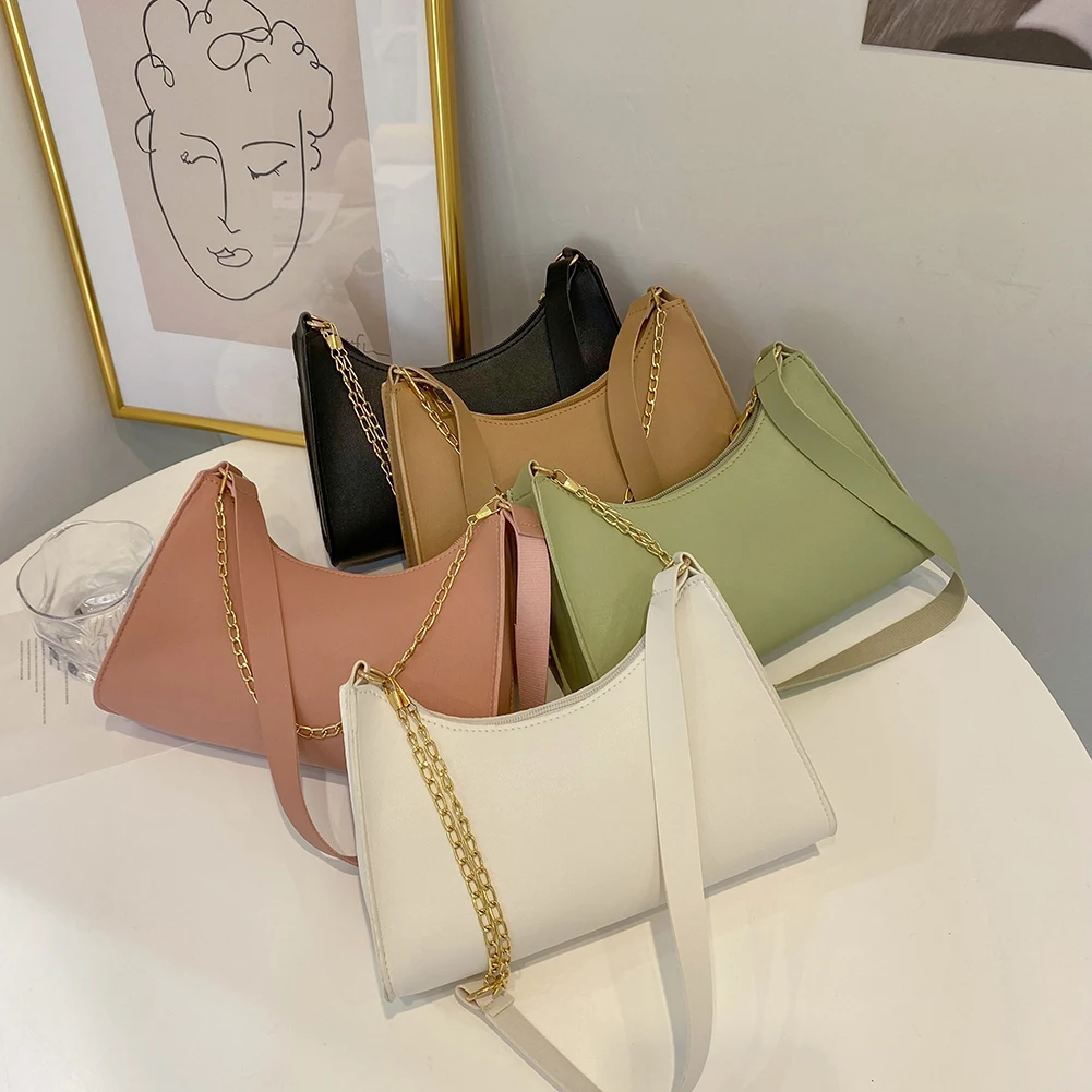 

Модная повседневная сумка для подмышек, однотонная сумка для покупок с полумесяцем, элегантная женская универсальная сумка на плечо