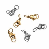 10pcslot stainless steel gold lobster clasps jewelry findings necklace bracelet with opening 2 jump rings jewelry accessories
