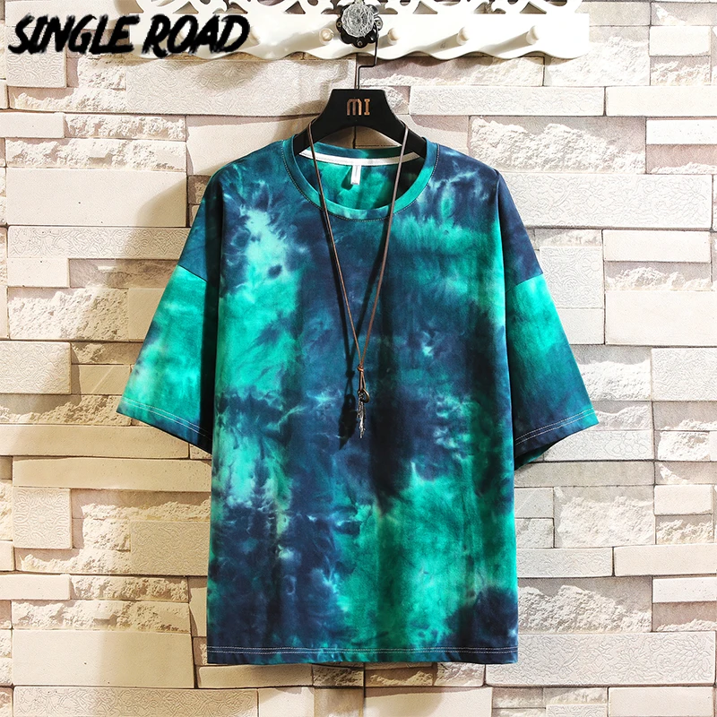 SingleRoad Мужская футболка для мужчин 2020 летний топ галстук краситель оверсайз хип