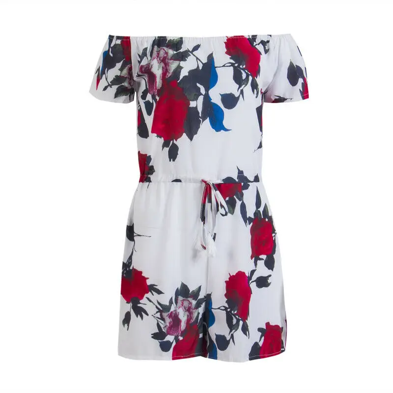 Новинка 2019 Женский Летний Пляжный комбинезон с открытыми плечами Облегающий для