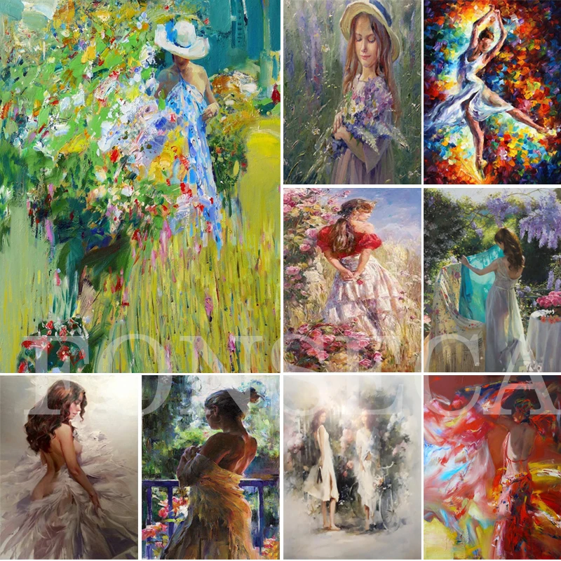 

5D Diy Diamond Painting Girls Flower Full Square Diamond Embroidery Rhinestone Wall Art Picture for Living Room Home Decoration