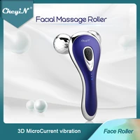 ckeyin 3d face roller microcurrent facial massager v face lift beauty roller vibration body massage anti aging wrinkle reduction