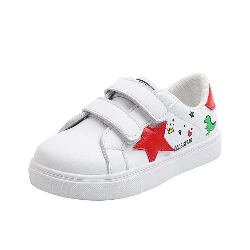 

Fashion Children's Shoes 2021 Spring New Boys and Girls Board Shoes Girls Trend Flat-bottomed Velcro Casual Sports White Shoes