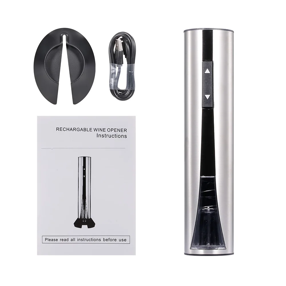 

Automatic Wine Bottle Corkscrew Opener with Foil Cutter USB Rechargeable Stainless Steel Automatic Corkscrew and Foil Remover