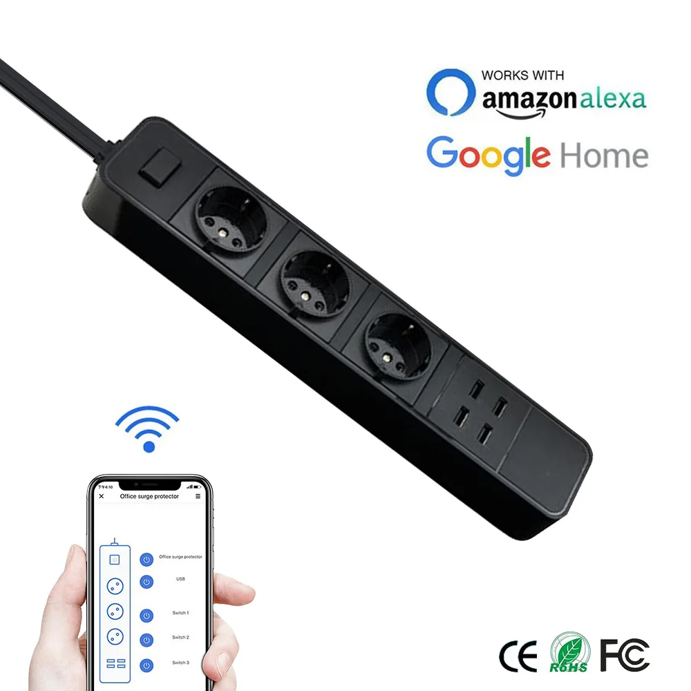 4USB black Rdxone смарт Wifi силовая полоса wifi штепсельные розетки 4 USB порта Голосовое управление для Amazon Echo Alexa Google Home таймер - Цвет: 4USB black