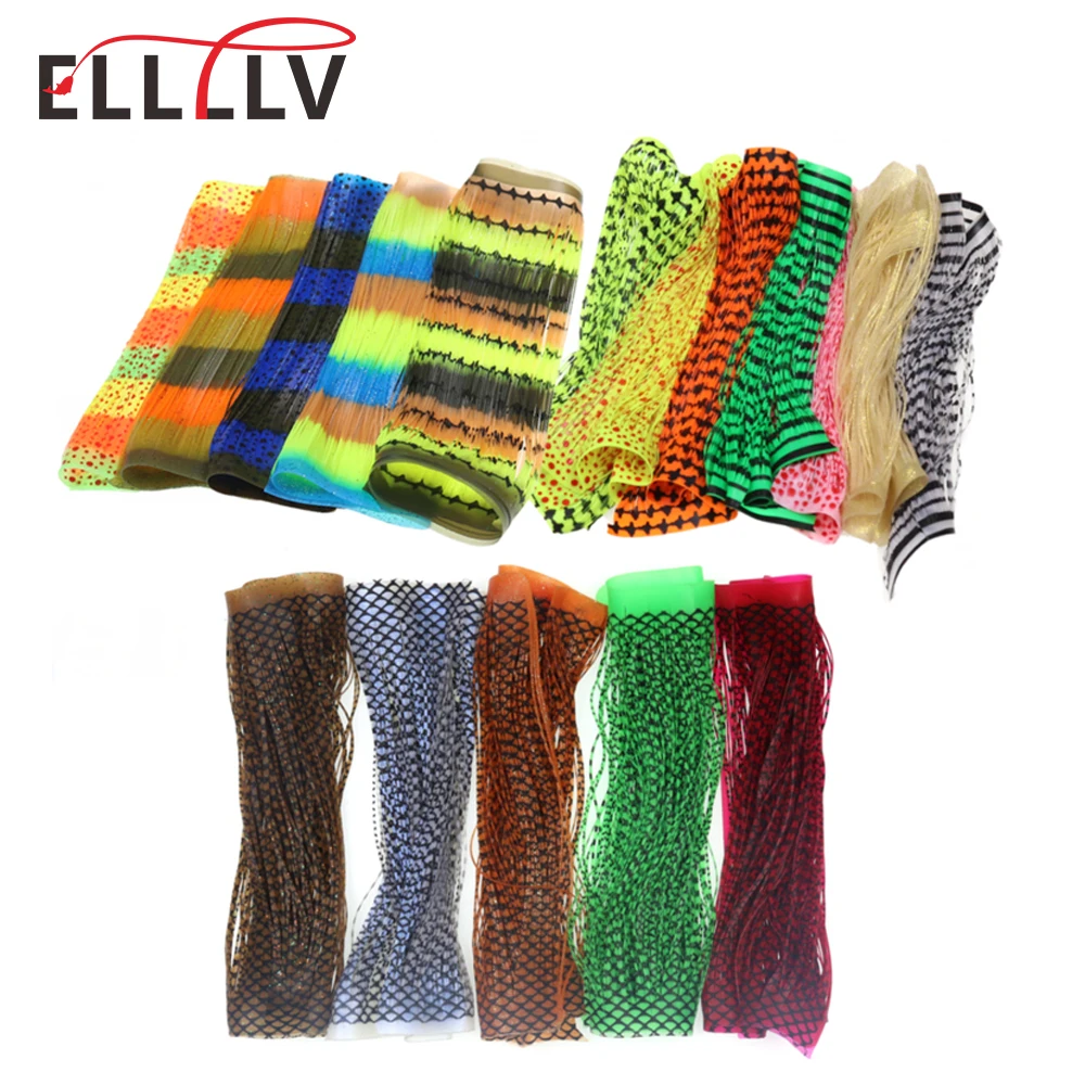 

Elllv 10Sheets X 200 Strands Soft Silicone Skirts Legs DIY Material for Saltwater Fishing Jig Head Lure Spinner Buzzbait